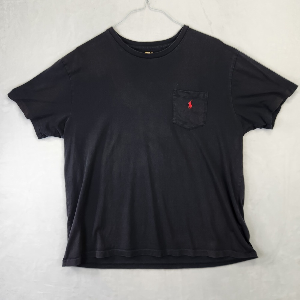 Polo Ralph Lauren Mens XL Black Short Sleeve Pocket T Shirt Red Pony Logo